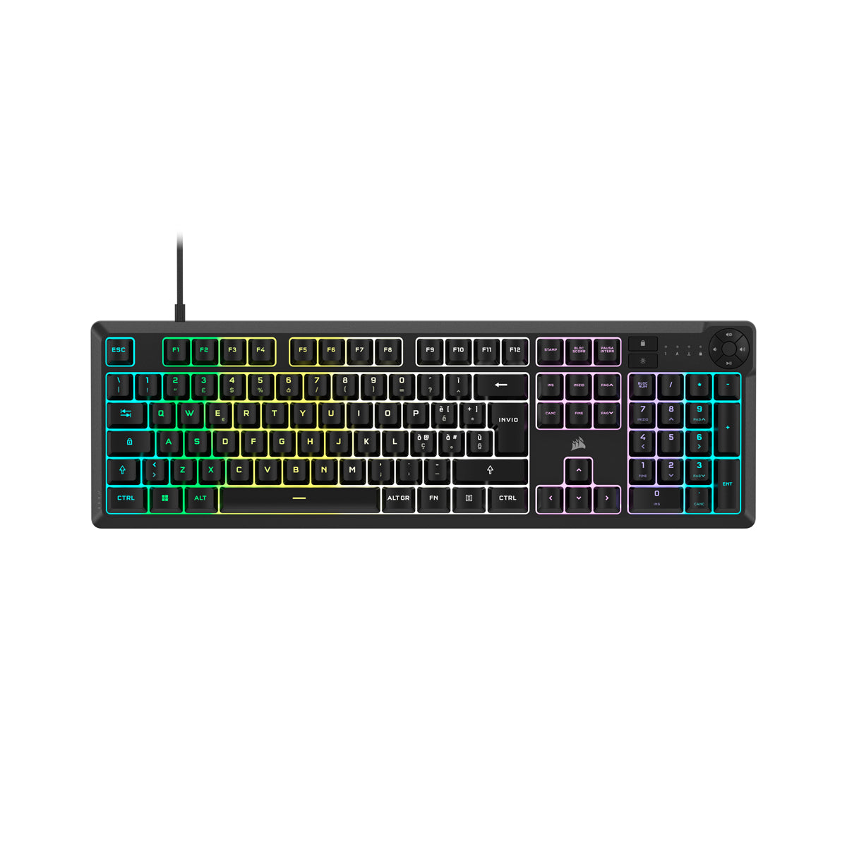 CORSAIR K55 CORE RGB Gaming Keyboard, Backlit Zoned RGB LED, Rubberdome
