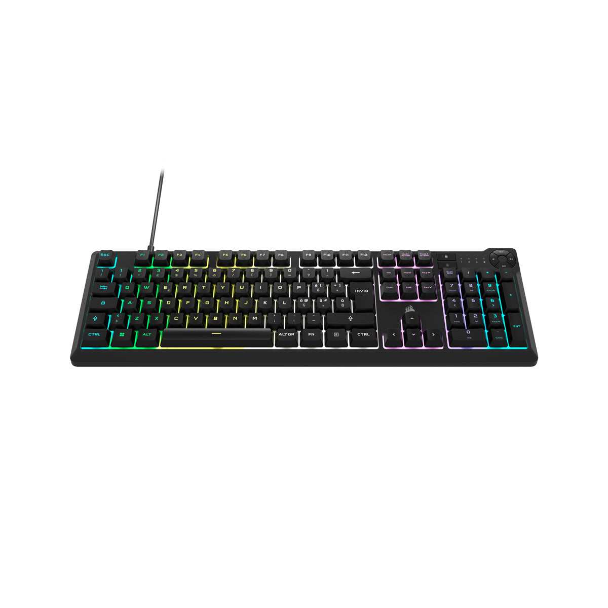 CORSAIR K55 CORE RGB Gaming Keyboard, Backlit Zoned RGB LED, Rubberdome