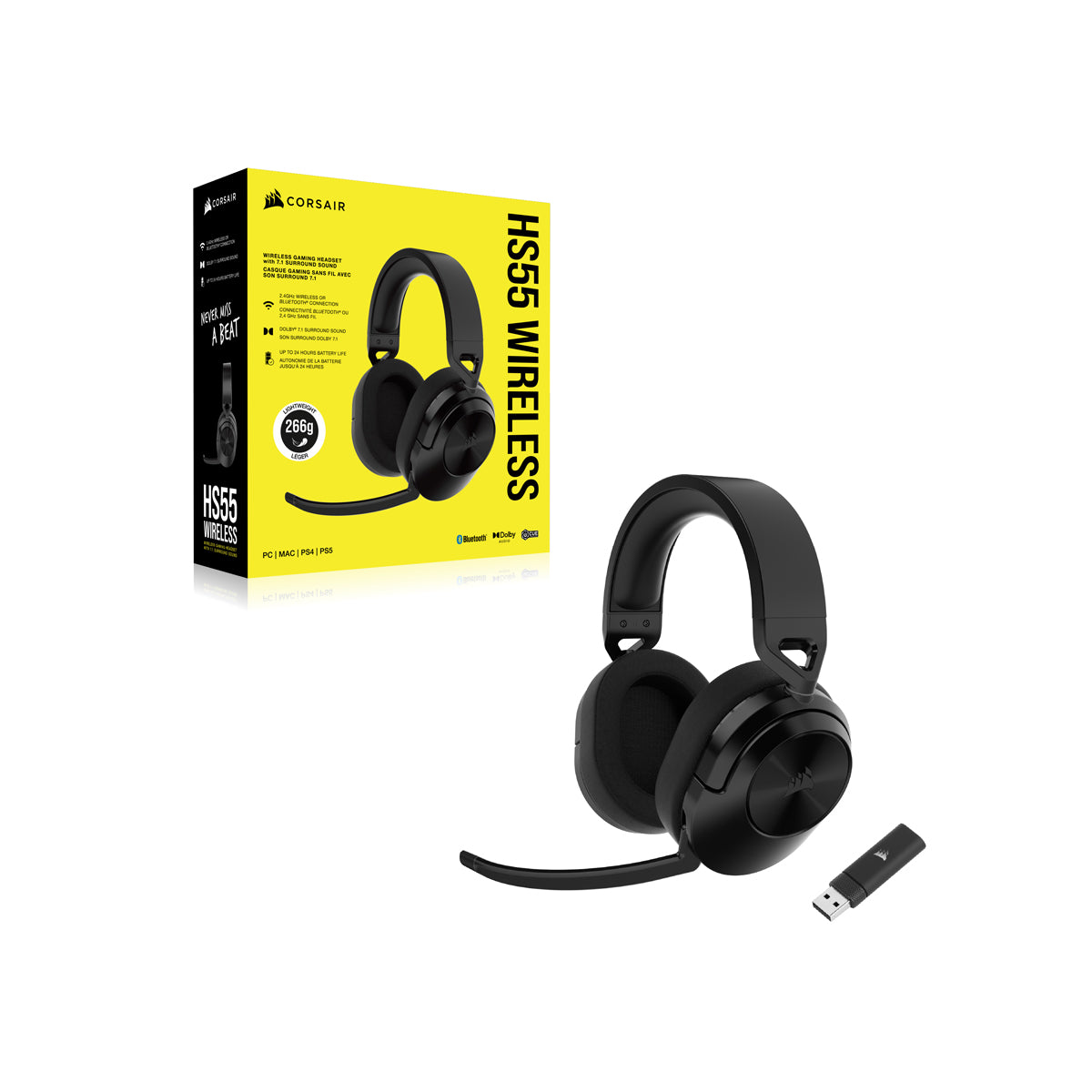 Corsair HS55 Wireless Headset, Carbon