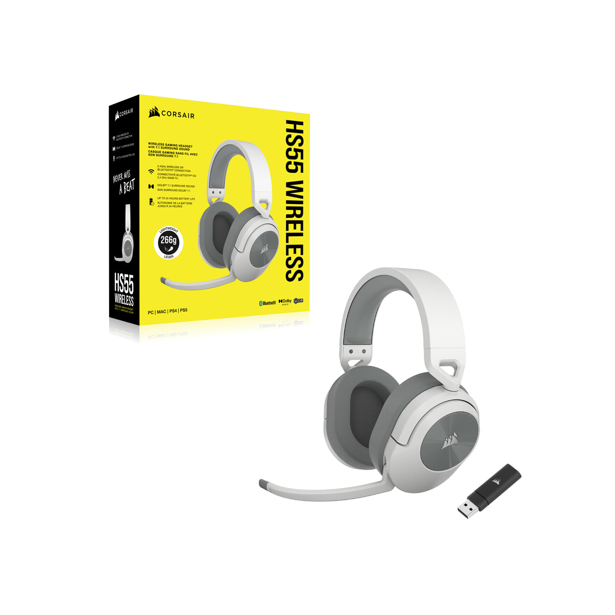 Corsair HS55 Wireless Headset, White