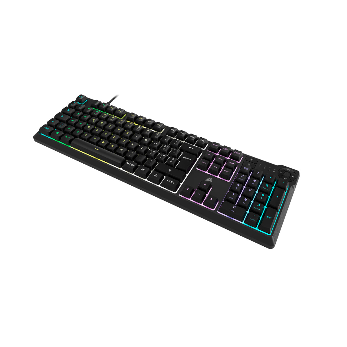 CORSAIR K55 CORE RGB Gaming Keyboard, Backlit Zoned RGB LED, Rubberdome